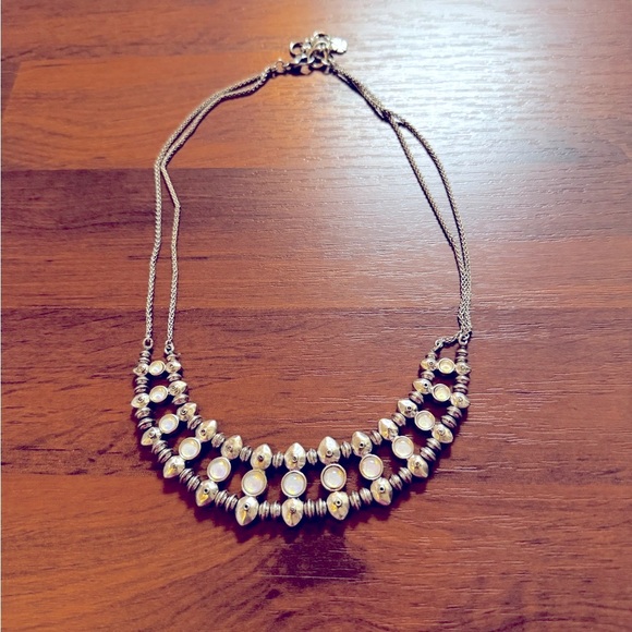 Lucky Brand semi precious Moonstone Silver Tone double strand Necklace - Picture 3 of 5